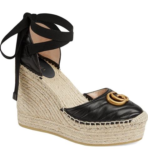 gucci wedges blue|black Gucci wedge sandals cork.